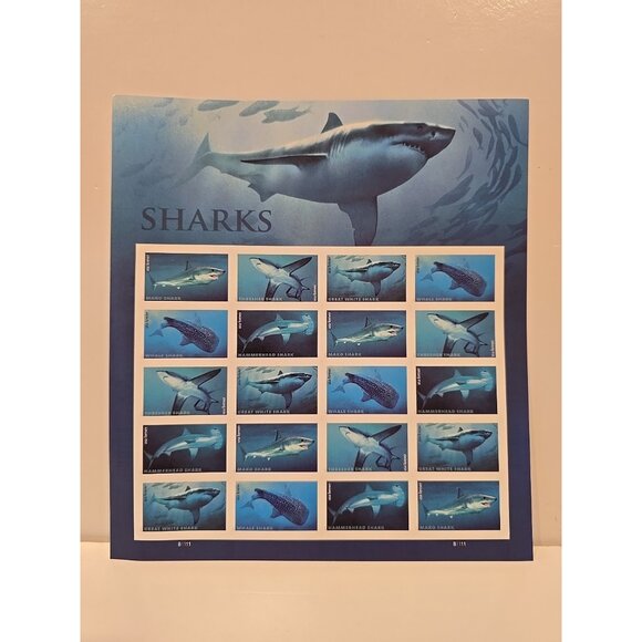 New Sheet of 20 USPS  Forever SHARKS  2016 Series - MINT FV $15.60 - Picture 2 of 3